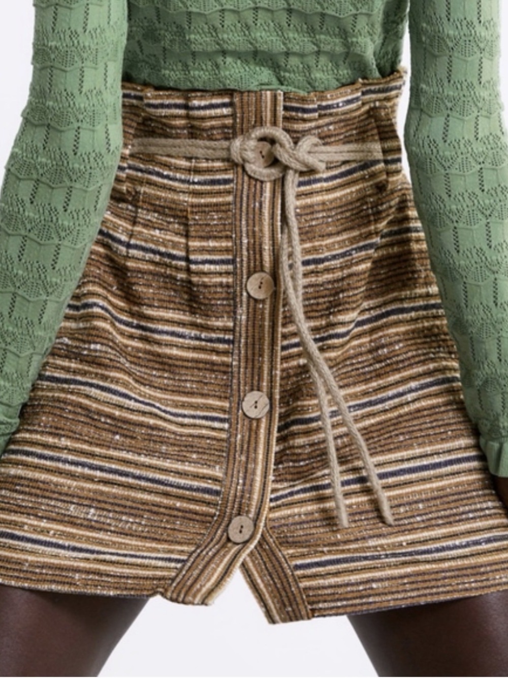 Zara Striped Mini Skirt in Brown & Blue Like New